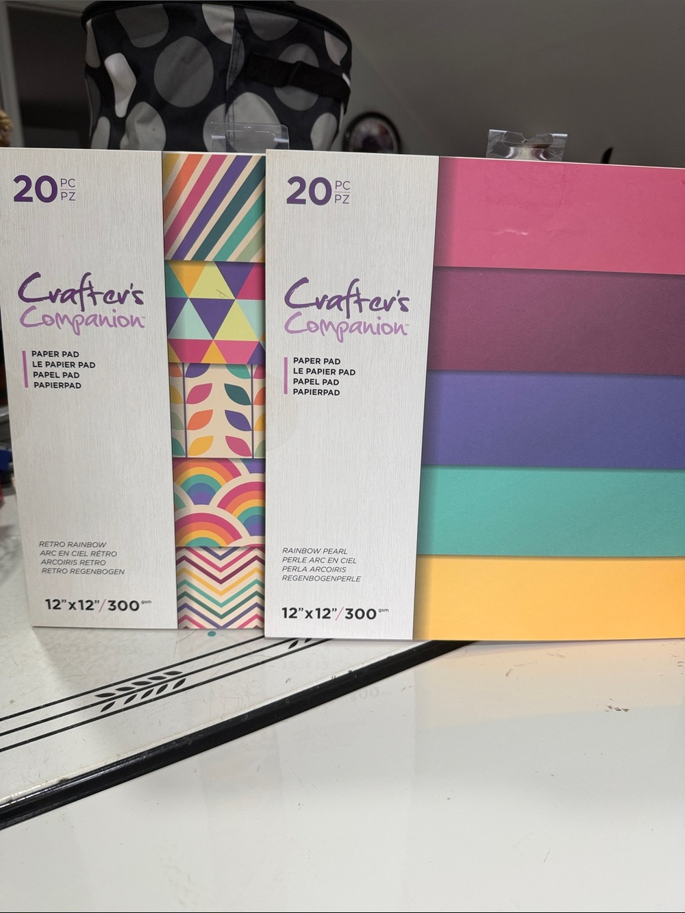 Crafters Companion Retro Rainbow and Rainbow Pearl Paper Pads
